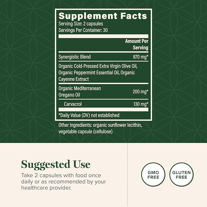 Global Healing Center - Oregano Oil Capsules with Organic Ingredients &amp Cayenne Pepper Extract Oregano Capsules for Immune System Support Respiratory Health Digestion Gas &amp Gut Wellness (6