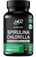 Chlorella Spirulina Powder Capsules 3000 mg of BMAA Free Purest Blue Green Algae - Best Natural Detox Raw Vegan Vitamins Protein Green Superfood - Made in USA