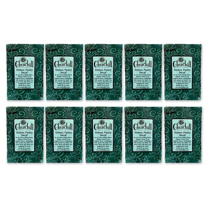 Churchill Coffee Sinless Pastry Decaf 10 Portioned Packs -1.5 oz each - Ground - Flavored Decaf Coffee