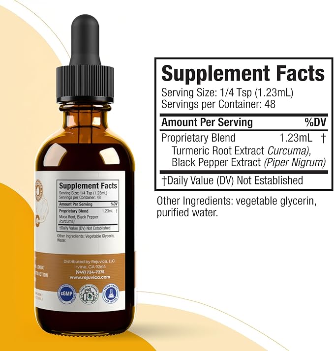 Turmeric Curcumin Liquid Drops with Black Pepper Extract | Turmeric Root Supplement for Joint Support Antioxidant &amp Immune Health | High Absorption with Piperine | Non-GMO | 1+ Month Supply
