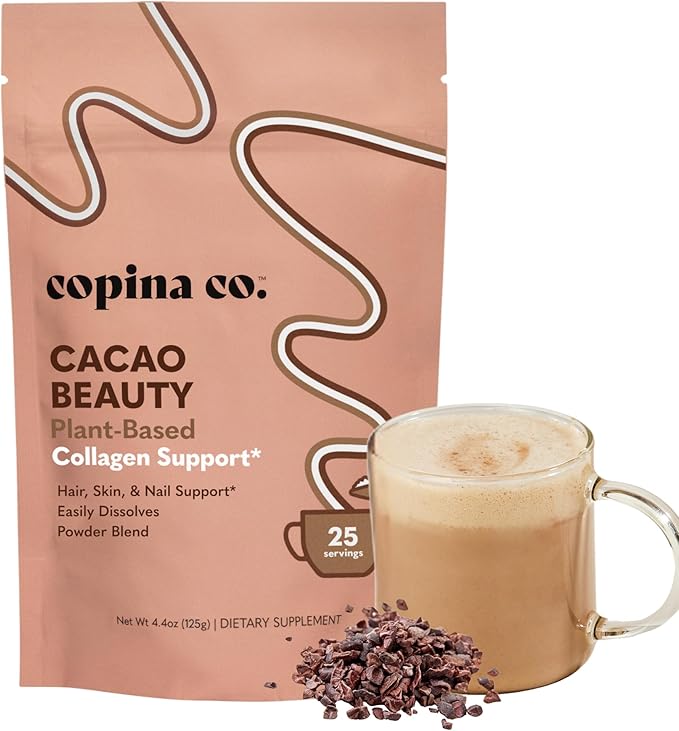 Copina Co. Cacao Beauty Vegan Collagen Booster Drink Blend: Plant-Based Collagen Support Smoothie Drink Vegan Creamy Blend | Cacao Flavor | 1 Bag - 25 Servings per Bag