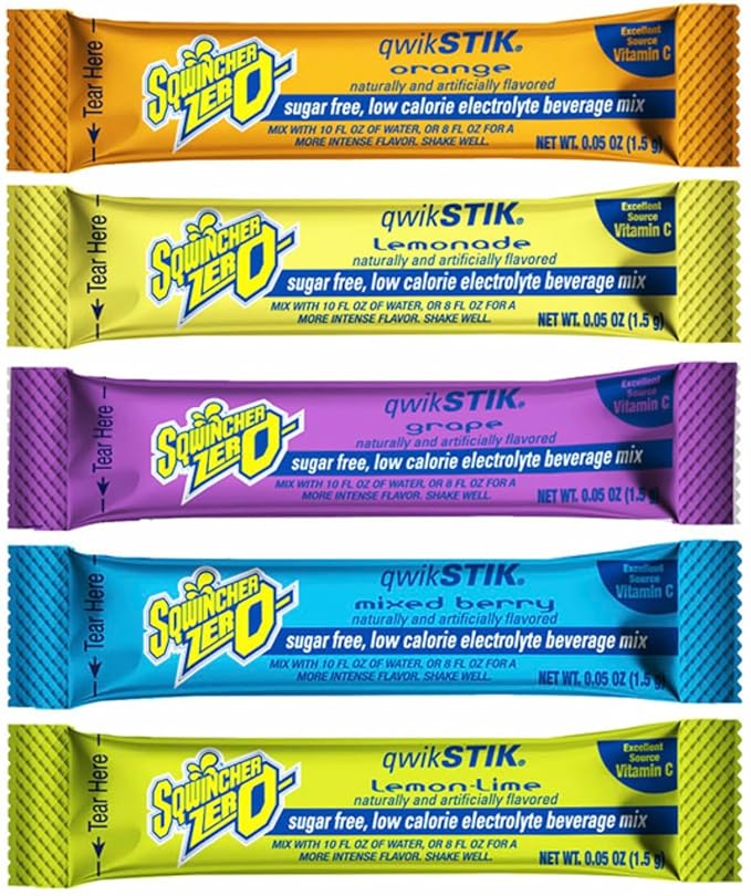 1000-Pack Electrolyte Powder Packets by Sqwiincher ZERO Qwiik Stik- Sugar-Free Drink Mix Assorted Flavors 1000-Pack - Hydration Packets with Multi-Flavor