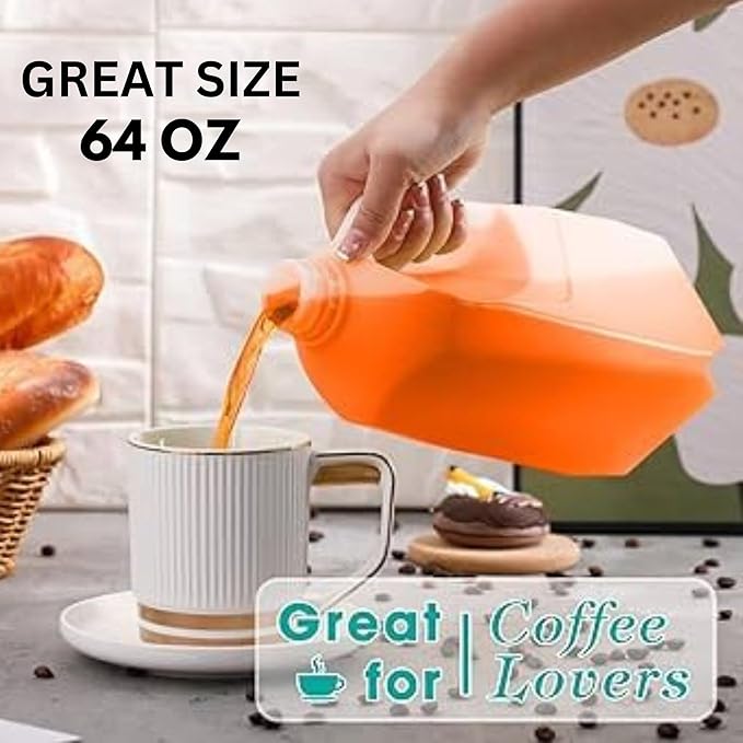 64 Oz Empty Juice Bottles (Pack Of 6 x 64 Oz Ea) With Black Tamper Evident Screw Caps – Great for Homemade Juices Milk Smoothies Tea and Other Beverages - Food Grade BPA Free