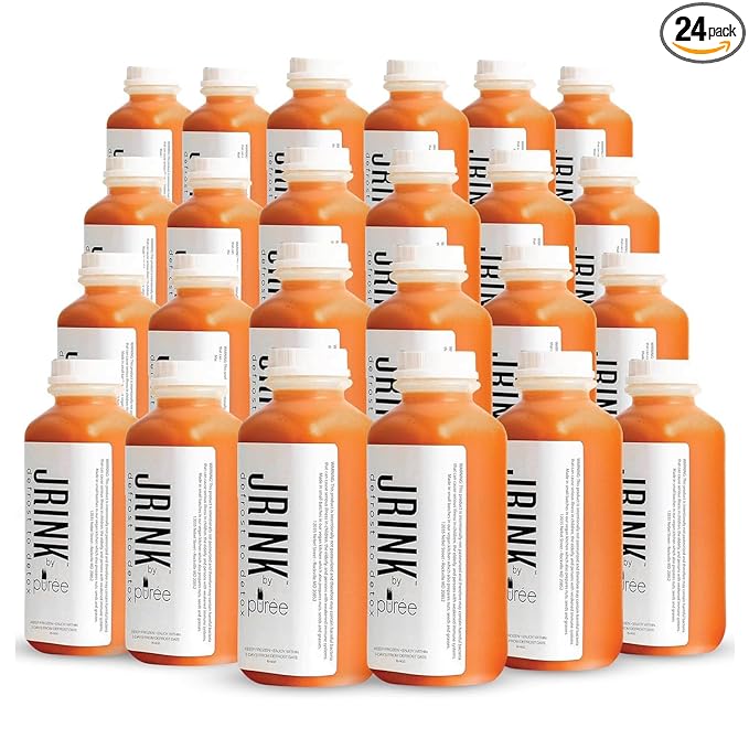 JRINK by Purée Organic Carrot Juice Cold Pressed Ginger Blend Healthy Cleanse Vegan Cold Press Beverage Non-GMO Organic Fruit and Vegetable Drink No Added Sugar 16 fl oz Bottles Pack of 24