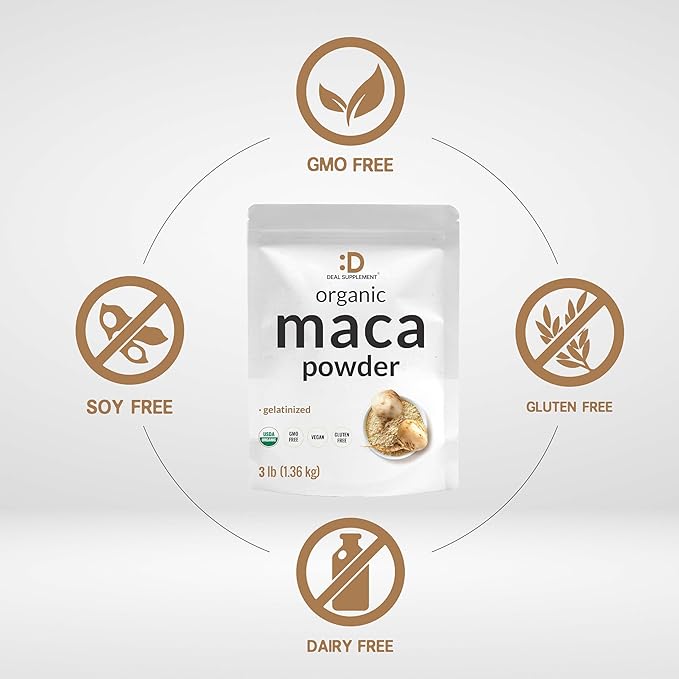 Organic Peruvian Maca Root Powder 3lbs – Easily Digested Gelatinized Form – Herbal Superfoods Supplement for Men &amp Women – Supports Immune &amp Energy Health – Non-GMO