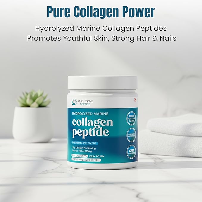 Hydrolyzed Marine Collagen Peptides Powder – Collagen Peptide Formula for Skin Hair &amp Nails – Non-GMO Third-Party Lab Tested Dietary Supplement – 10 g (1 Scoops) per Serving