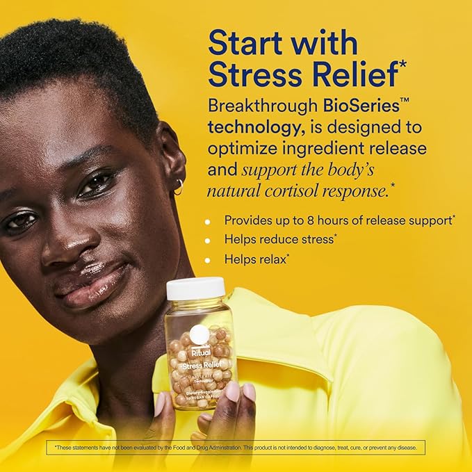Ritual Stress Relief Supplement Shoden® Ashwagandha Suntheanine® L-Theanine and Saffron as affron®* BioSeries with 8-Hour Release to Support Natural Cortisol Response and Promote Calm 30 Day