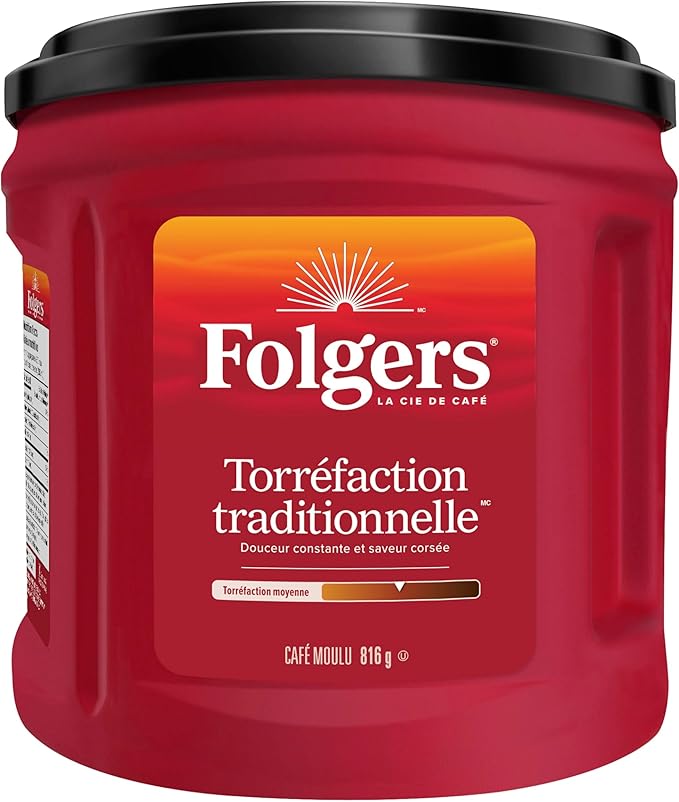 Folgers Classic Roast Medium Dark Roast Ground Coffee 816g Canister