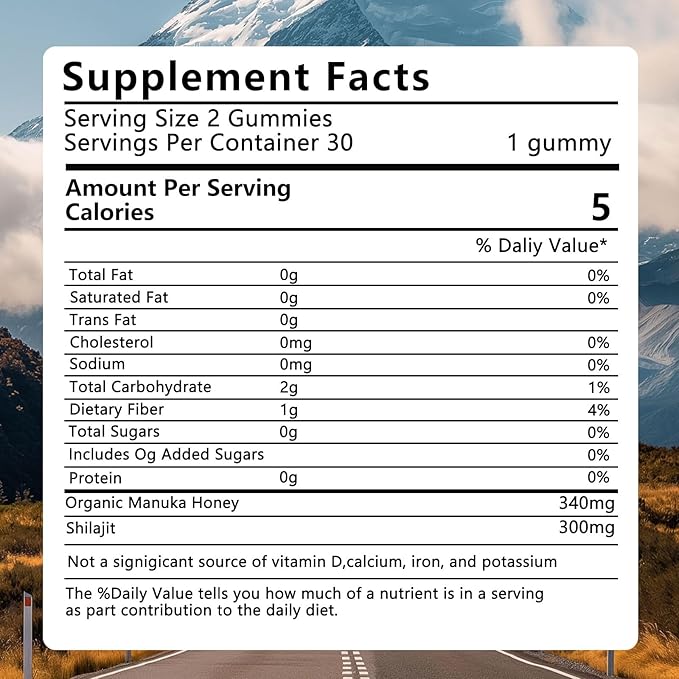 Shilajit Gummies for Men Pure Himalayan Shilajit 85+ Trace Minerals &amp Fulvic Acid No Added Sugar Non-GMO 30 Gummies
