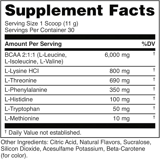 Bucked Up Essential Amino Acids - EAA Powder - Easy Mix Non Clumping Formula - for Pre/Intra Workout - Mandarin Flavor - 30 Servings - 11.6 oz