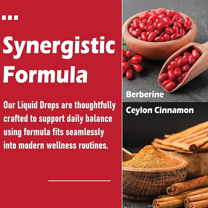 Glamara Berberine with Ceylon Cinnamon Supplement Liquid Drops Balance Regulator Drops 60ml