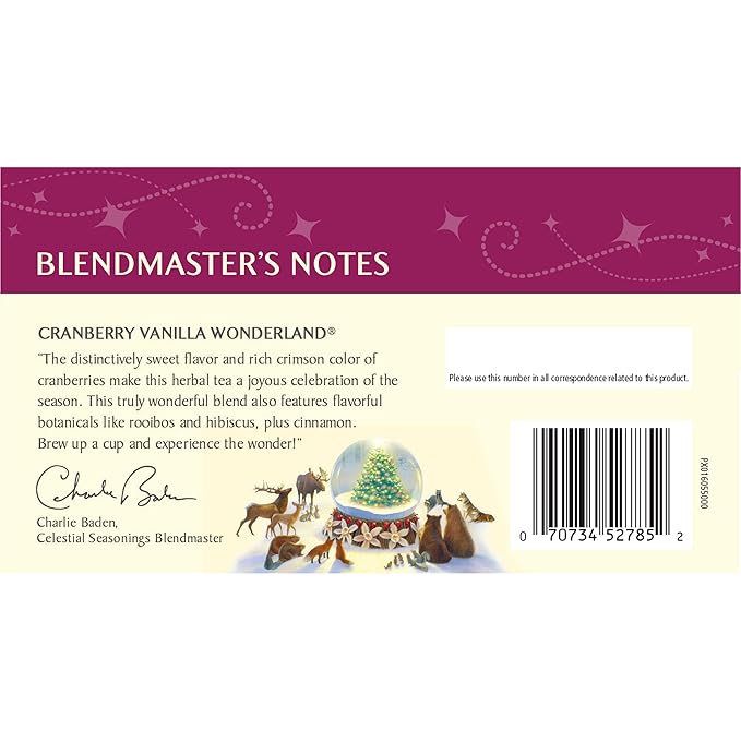 Celestial Seasonings Herbal Tea Cranberry Vanilla Wonderland 18 Count (Pack of 6)