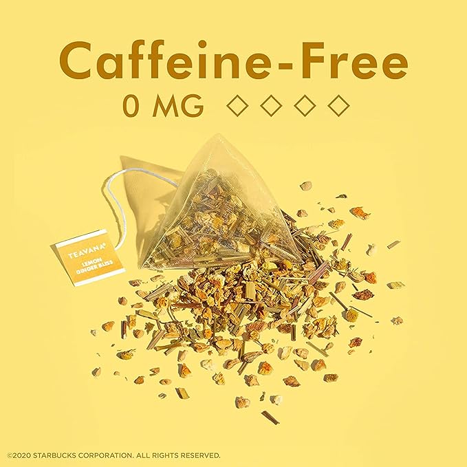 Teavana Beach Bellini and Lemon Ginger Bliss Herbal Tea - 12 Sachets Each (24 Total) Plus 12 GoHealthful Pure Raw Organic Honey Sticks Equal to 2.11 Ounces of Clover Honey
