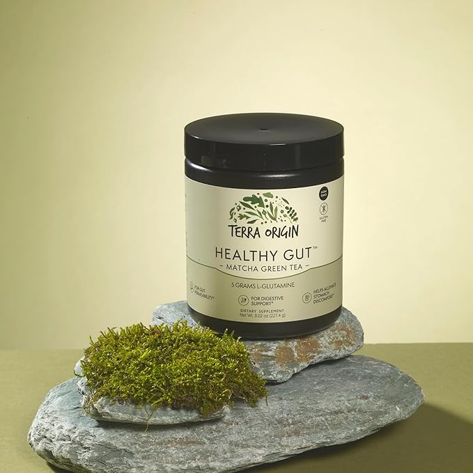 Healthy Gut Matcha Green Tea | 30-Servings with L-Glutamine Zinc Glucosamine Slippery Elm Bark and More!
