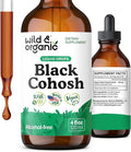 Wild &amp Organic Black Cohosh Supplements - Menopause Supplements for Women - 540 mg Black Cohosh Root Extract Tincture - Add to Tea Drops - 5-Month Supply - Vegan Sugar &amp Alcohol-Free - 4 fl o