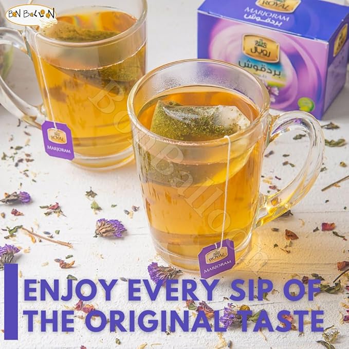 Royal Tea Egyptian Marjoram Tea Bags Natural Flavor Herbal Flower No Caffeine No Artificial Flavors No Additives Traditional Spice 80 Tea Bags