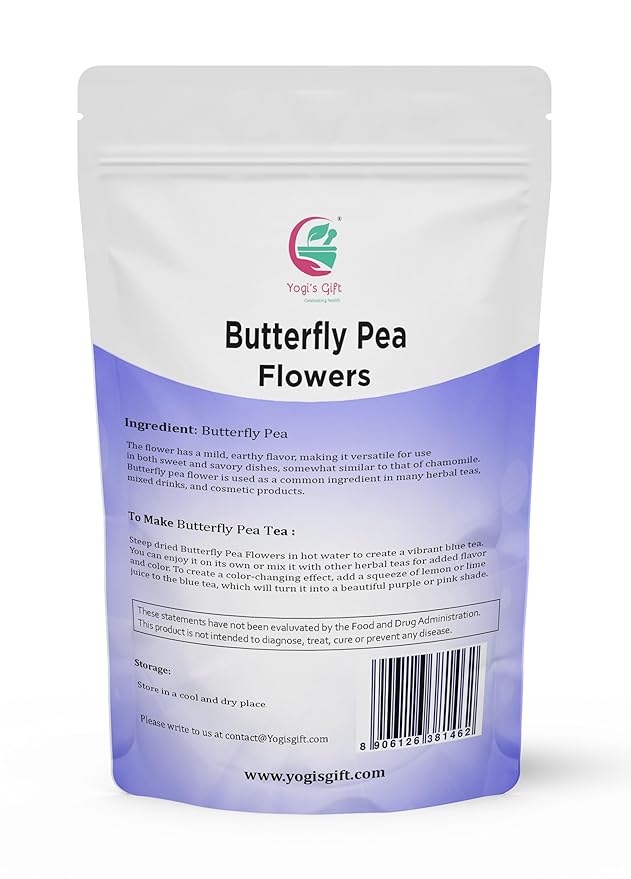 Butterfly Pea Flower Dried 1 LB (1000+ Cups) | Blue Butterfly Pea Flower Tea | Beautiful Blue Or Purple Food Coloring | Premium Quality | By Yogi's Gift®