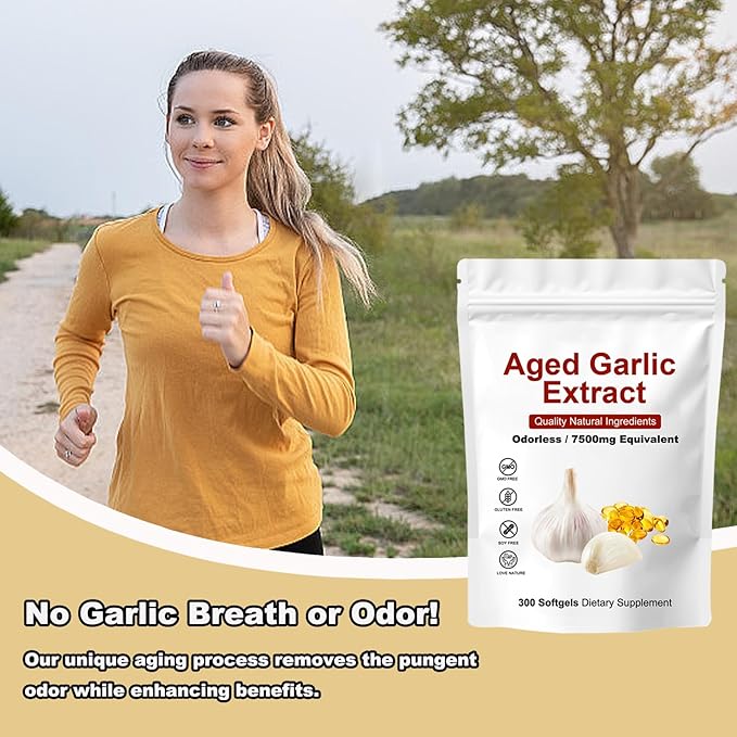 Elare Aged Garlic Extract - 7500mg Odorless Per Serving 300 Count Organic Aged Garlic Extract Capsules Aged for 2 Years - for Heart &amp Immune Support Antioxidant Supplements