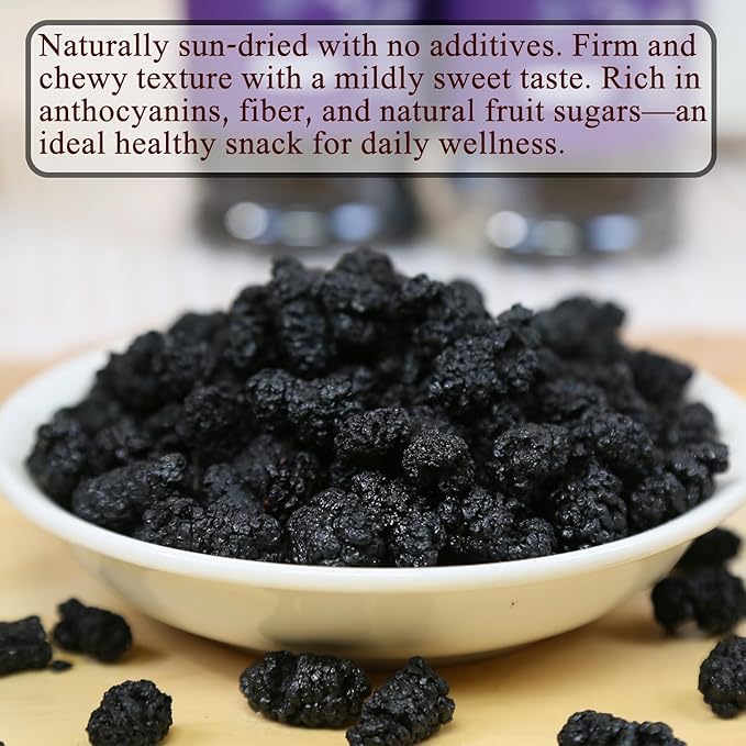 Premium Dried Black Mulberries Dried Mulberries Black Mulberry Tea Herbal Tea No Sugar Added &amp No Additives Dried Fruit Snack 黑桑椹干 桑葚 280g/10oz
