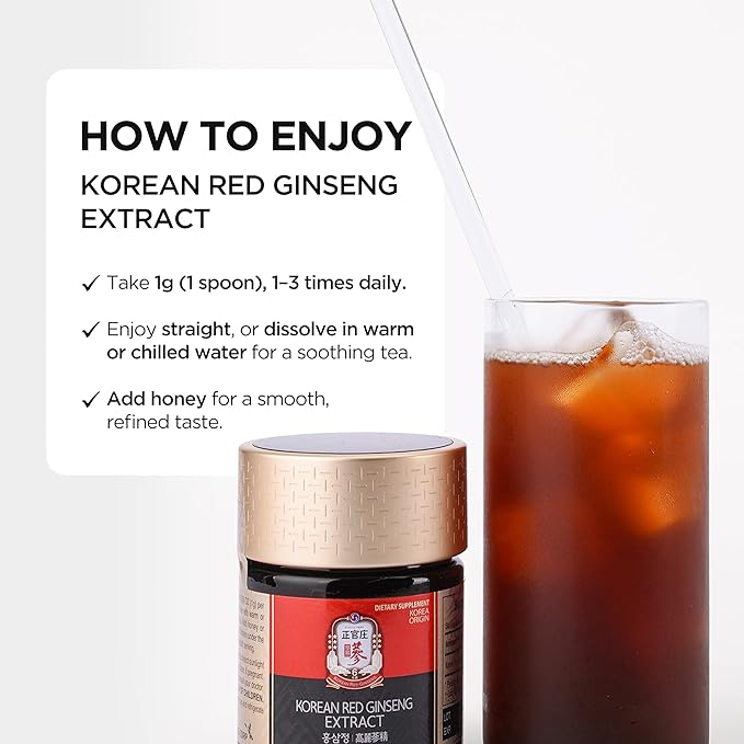 JUNG KWAN JANG Korean Red Panax Ginseng Concentrated Extract 50g - Korean Ginseng Roots Boosts Immune System Energy Stamina Healing/Recovery Focus/Fatigue