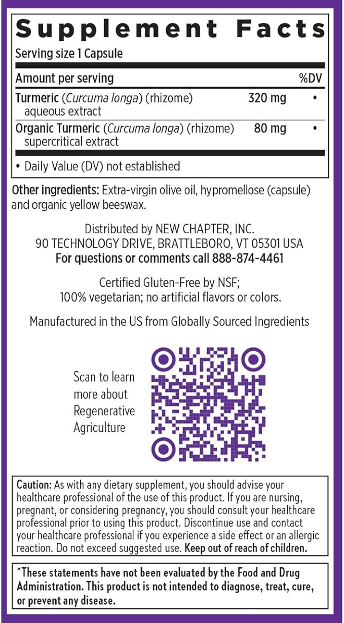 New Chapter Turmeric Supplement One Daily Heart Brain &amp Healthy Inflammation Support Supercritical Turmeric Curcumin Means No Black Pepper Needed Non-GMO Gluten Free – 60 Count (2 Month Supp