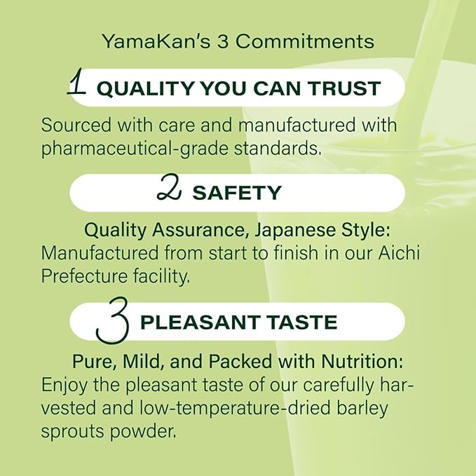 山本漢方製薬株式会社 YAMAKAN Young Barley Grass Powder Greens Superfood Powder Rich in Nutrients Minerals Vitamins &amp Plant-Based Protein for Women &amp Men Barley Grass from Japan Non GMO 88 Count