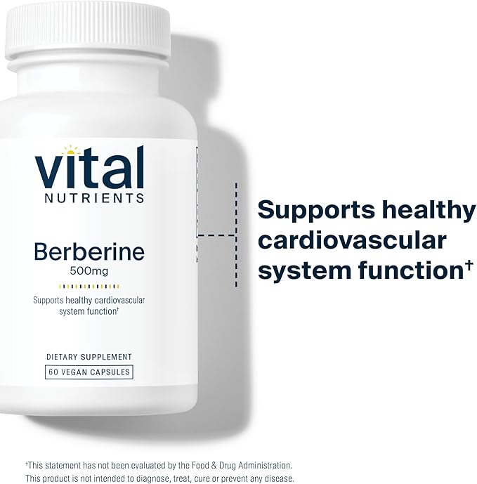 Vital Nutrients Berberine -Supports Bowel Function and Normal Triglyceride Levels -Vegan Supplement- Gluten Dairy and Soy Free -500 mg -60 Capsule