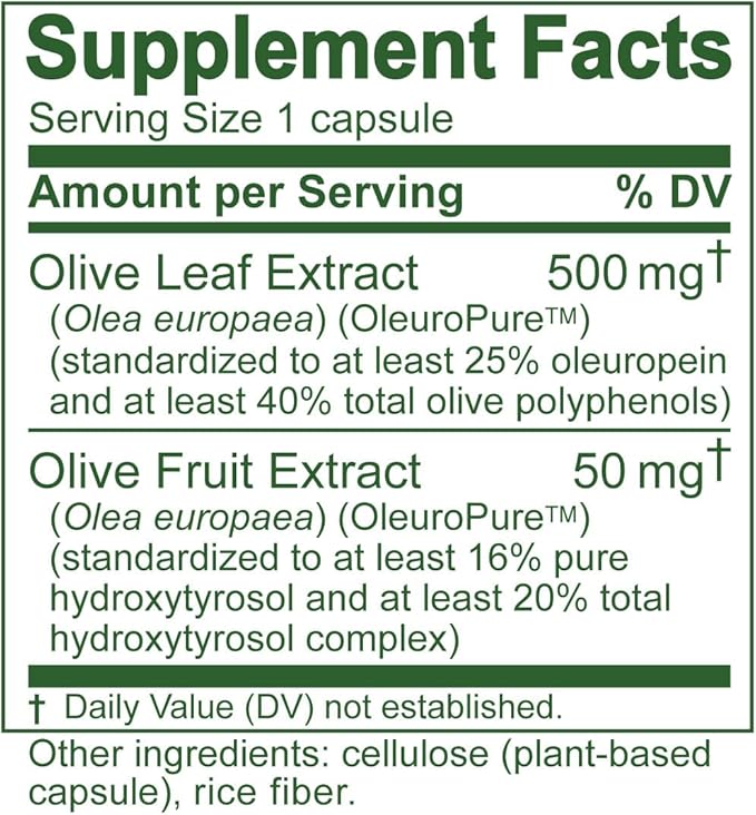 Olive Leaf Extract Capsules – 25% Oleuropein (40% Total Polyphenols) Plus 20% Hydroxytyrosol Complex – 100% Grown &amp Extracted in Spain (90 Capsules)