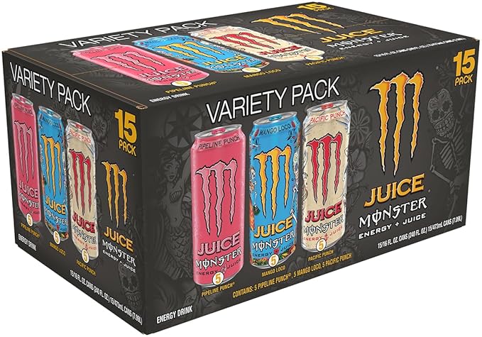Monster Energy Juice Monster Variety Pack PPMLPP Energy Drink 16 Ounce | Energy + Juice Pack of 15