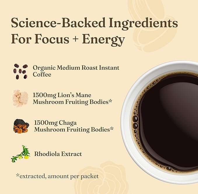Four Sigmatic Mushroom Coffee Mix Pack of 2 - Lion's Mane and Chaga &amp Cordyceps and Chaga