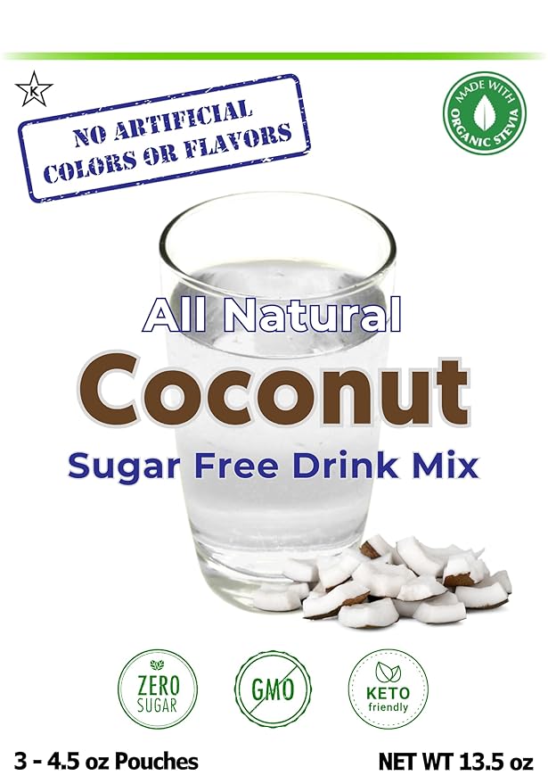 GramZero All Natural Coconut Zero Calorie Sugar Free Drink Mix Great For Nutrition Club Loaded Tea Stevia Sweetened
