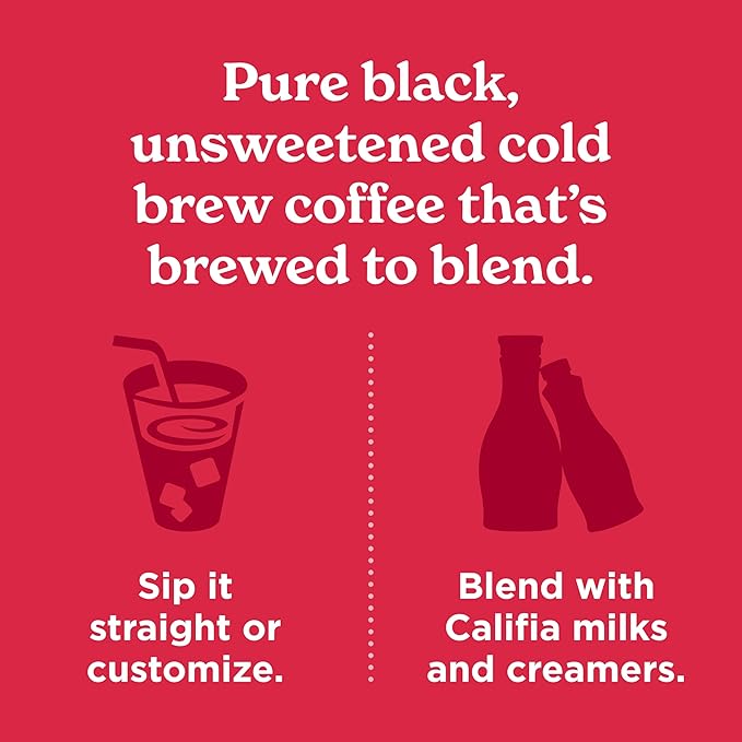 Califia Farms - Pure Black Medium Roast Cold Brew Coffee 32 Oz (Pack of 12) 100% Arabica Shelf Stable Plant Based Vegan Gluten Free Non GMO Sugar Free Iced Coffee