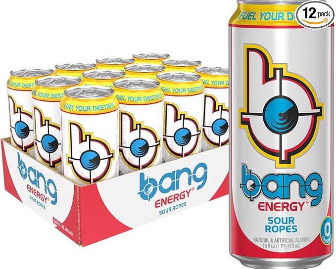 Bang Energy Sour Ropes Sugar-Free Energy Drink 16-Ounce | Pack of 12