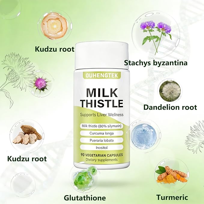 Milk Thistle Extract 80% Silymarin Capsules 300mg Milk Thistle Liver Detox &amp Digestive Support Supplement Antioxidant for Liver Cleanse 90 Capsules