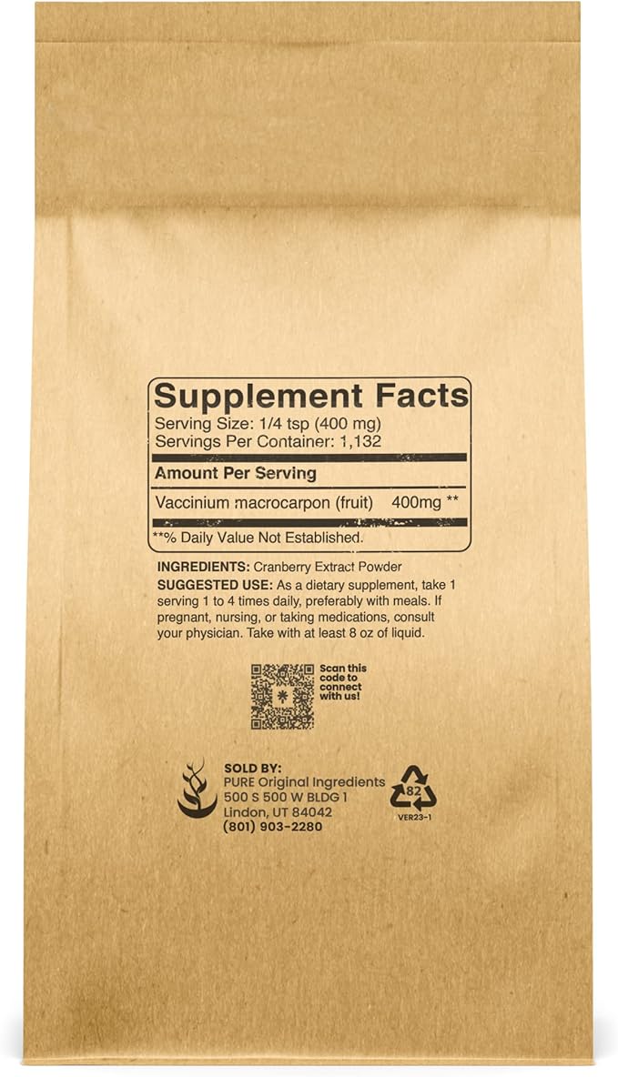 PURE ORIGINAL INGREDIENTS Cranberry Extract Non-GMO Herbal Supplement