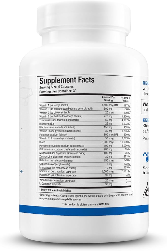 Biotics Research GlucoBalance Chromium Vanadium L carnitine Supplement Supports Metabolic Health and Maintain Healthy Blood Lipid Levels - 180 Capsules