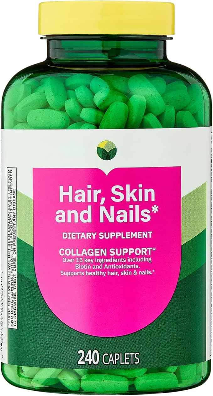 KP+ Hair Skin &amp Nails | Collagen Support | Over 15 Key Ingredients Including Biotin &amp Antioxidants | Dietary Supplement | 240 Caplets | Pack of 2