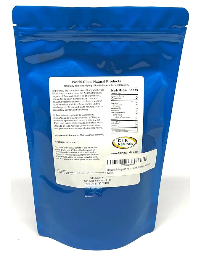 CIK Naturals Lungwort Herb Pulmonaria tea Herbal Infusions (100g) Zip-lock bag Pulmonaria officinalis