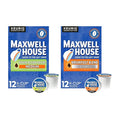 Maxwell House Cafe Collection K-Cup Pods House Blend Decaf Medium 12 CT + Breakfast Blend Light 12 CT (Variety Pack)