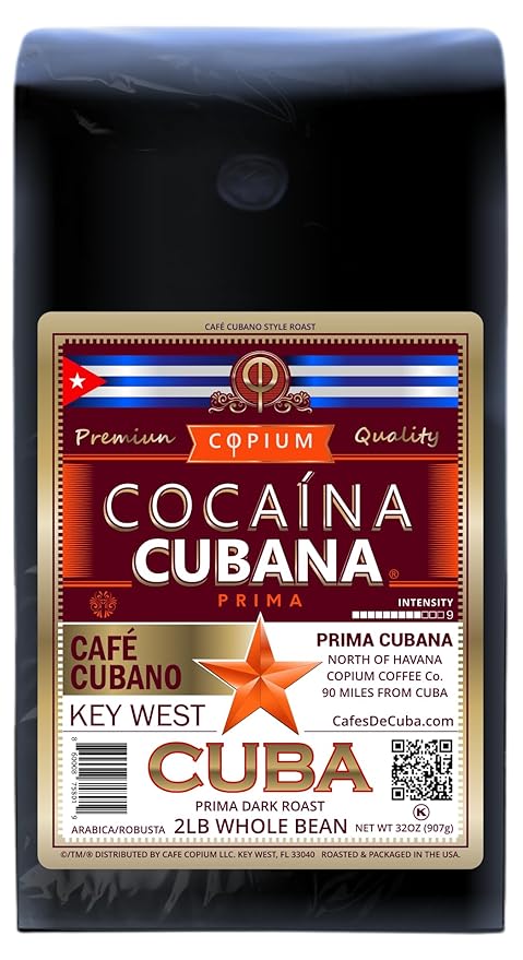PRIMA - ARABICA/ROBUSTA COFFEE - INTENSITY 9 - CAFÉ COPIUM ® 2lb bag Whole beans.