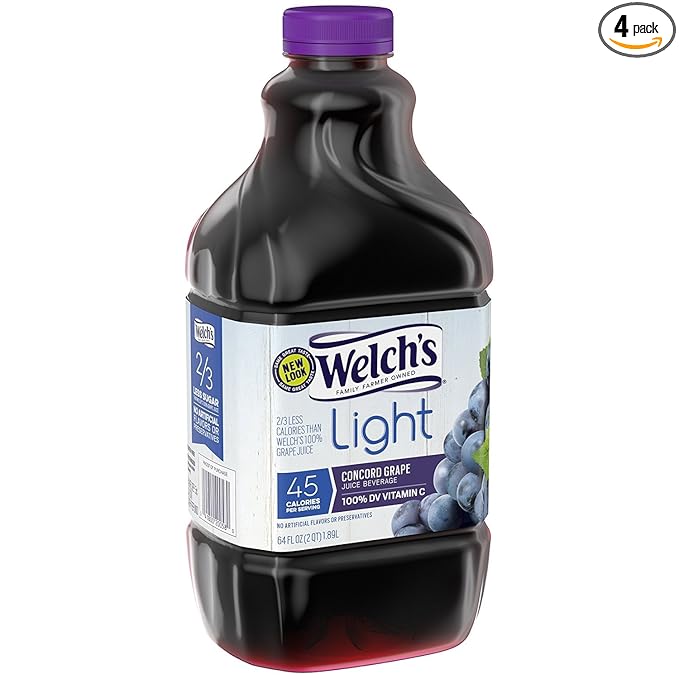 Welch's Juice 64oz Bottle (Pack of 4) Choose Flavor Below (Light Concord Grape Juice)