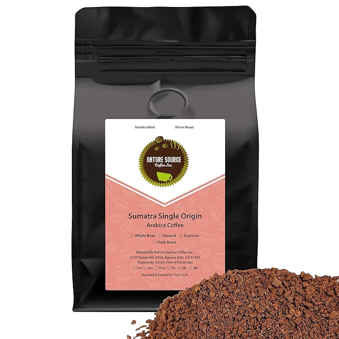 Sumatra Single Origin | Organic | Dark Roast | Fresh Roasted | Ground Coffee | 1lb 1-Pack