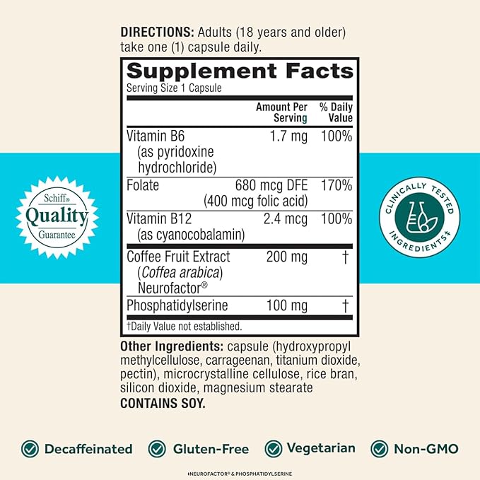 NEURIVA Plus Brain Supplement for Memory Focus &amp Concentration + Cognitive Function with Clinically Tested Nootropics Phosphatidylserine and Neurofactor VIT B6 &amp B12 30 Count Capsules (3 Pa