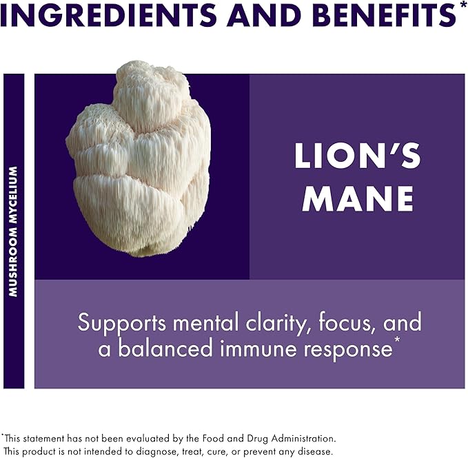Host Defense Lion's Mane Powder - Brain Health Support Supplement - Mushroom Supplement to Support Focus &amp Memory Function - Immune &amp Nervous System Support Supplement - 7 oz (133 Servings)*