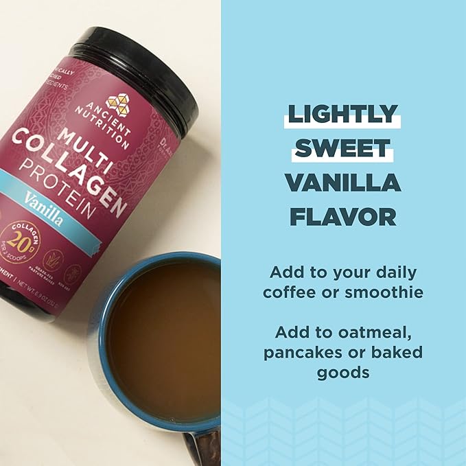 Ancient Nutrition Multi Collagen Protein Powder Unflavored 60 Servings + Multi Collagen Protein Powder Vanilla 45 Servings