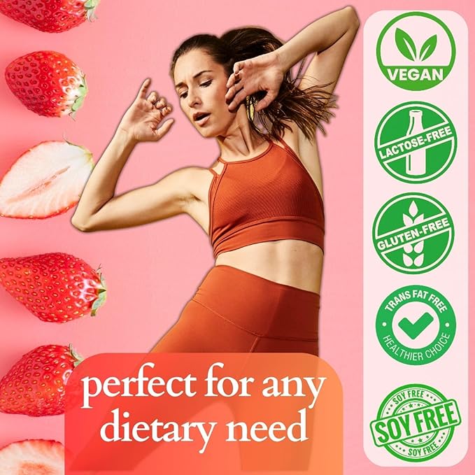 DrinkFit Fruit Smoothie | Real Fruit Puree Low Sugar Gluten:Free &amp Non:GMO Strawberry Smoothie Mix : Makes 32 Smoothies 64 Fl Oz with Dispensing Pump (Strawberry)