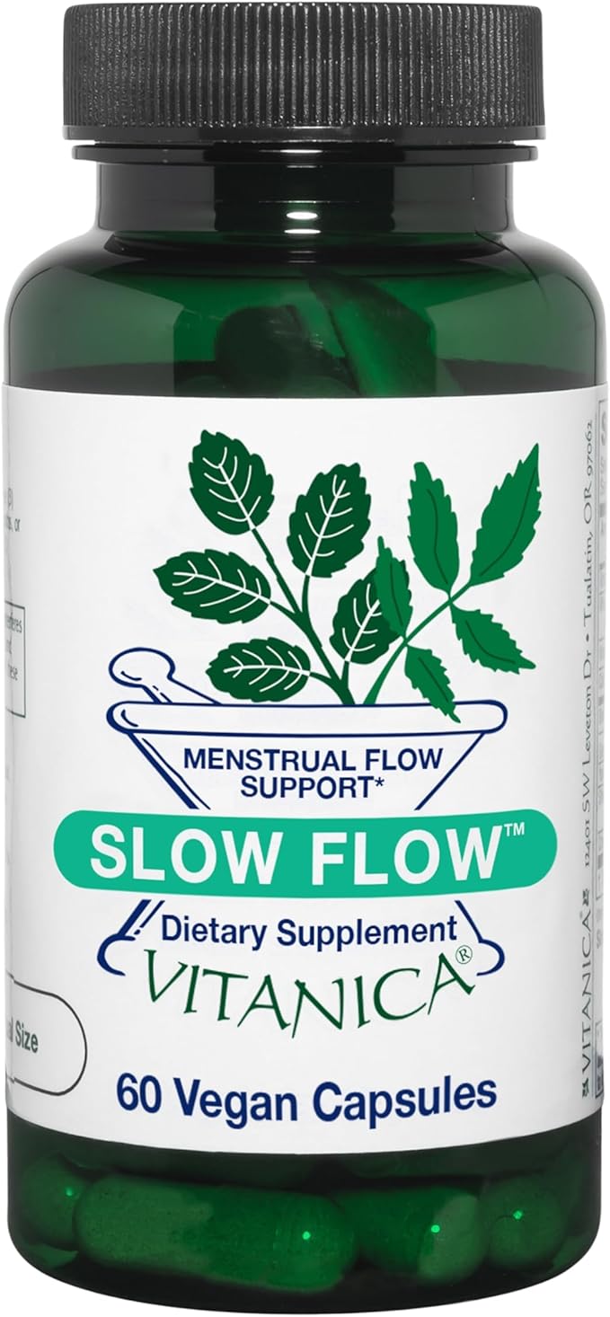 Vitanica Slow Flow Menstrual Flow Support Vegan 60 Capsules (Slow Flow Pro Logo)