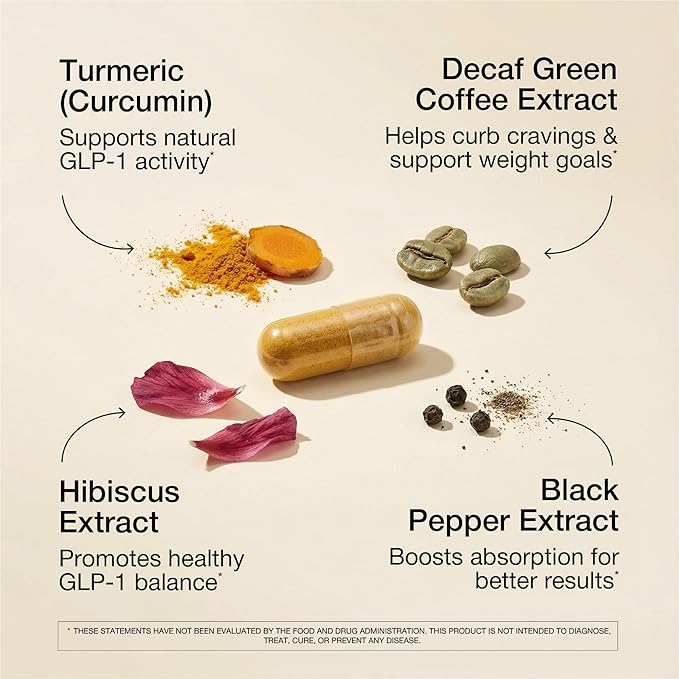 UNALTERED GLP-1 Supplement for Women - Natural Support for Cravings Weight &amp Gut Health - Clinically Tested Ingredients Biochemist-Formulated Vegan - 60 Capsules