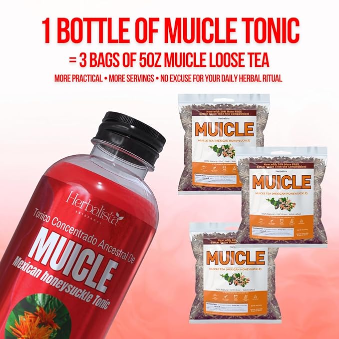 Premium Viral Muicle Tonic (Mexican Honeysuckle) 16.9 fl oz (500ml) - Concentraded Bitter Tonic 1 Tbsp = 3 Cups of Sangre de Cristo Tea- Tonico Herbal - Herbal Fitness Natural Traditional