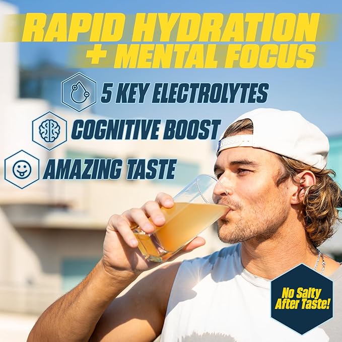 G Fuel Electrolytes Powder for Instant Hydration and Focus | Sugar Free Peach Flavor Electrolyte and Nootropic Drink Mix to Sharpen Mental Focus 20 Servings